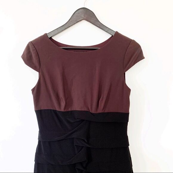 Adrianna Papell Body Con Plum‎ Black Tiered Dress - Picture 6 of 7